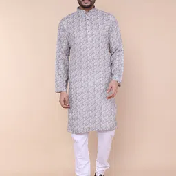 W & G Men Ethnic Motifs Printed Regular Kurta with Churidar-picture-13