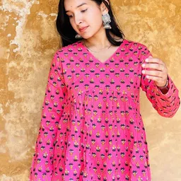 PINGAKSHWoman Floral Print Peplum Top-image-34