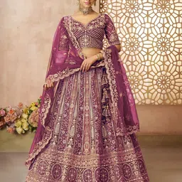 ODETTE Embroidered Beads and Stones Semi-Stitched Lehenga & Unstitched Blouse With Dupatta-picture-21