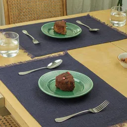 House This Neel 2-Pcs Rust & Blue Textured Table Placemats-44