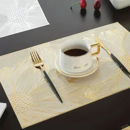 LooMantha 2Pcs Yellow & White Textured Table Placemats-9