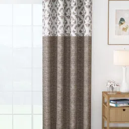 Story@home Topaz Coffee Brown & White Floral Printed Room Darkening Long Door Curtain-picture-18