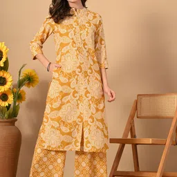 HERE&NOW Women Floral Printed Regular Pure Cotton Kurta with Palazzos-25