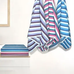 Aura Purple & Blue 5 Striped Cotton 210 GSM Bath Towel-image-30