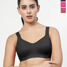 LILY Pack Of 3 Full Coverage Seamless Non Padded Sports Bra-54