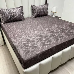 Pure Decor Royal Majestic Purple Printed Pure Cotton 350 TC King Bedsheet Set 2.74x2.74 m-9