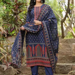 Kiana House Of Fashion Ethnic Motifs Printed Mirror Work Pure Cotton Kurta Set-picture-2