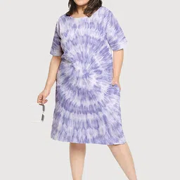 Wear Your Opinion Plus Size Cotton Tie and Dye Dyed T-shirt Dress-9