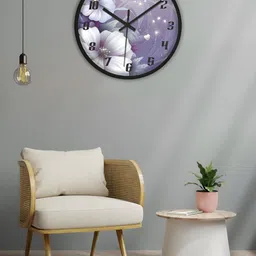 OLIVE TREE Black & Purple Printed Contemporary Wall Clock-image-37