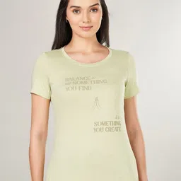 Ajile by Pantaloons Women Typography Printed Round Neck Cotton T-shirt-51