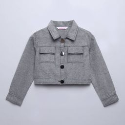 taffykids Girls Spread Collar Solid Cotton Casual Denim Jacket-picture-37