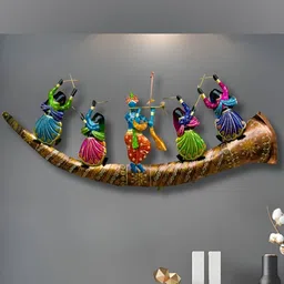 ANSHIKA INTERNATIONAL Copper-Toned & Blue Metal Baarat Krishna Wall Decor-image-54
