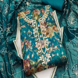 ASISA Embroidered Organza Unstitched Dress Material-image-31