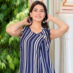 KALINI Striped Round Neck Top-image-25