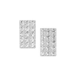 Sparkles Round Shape Diamond Rectangle Cluster Stud Earrings 0.75 Carat 14K-14