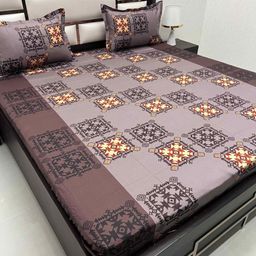 Pure Decor Passion Fur Brown Printed Cotton 300 TC Queen Bedsheet Set  2.28 m x 2.54 m-image-38