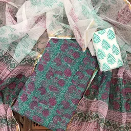 PALASH Floral Block Printed Pure Cotton Unstitched Dress Material-picture-21
