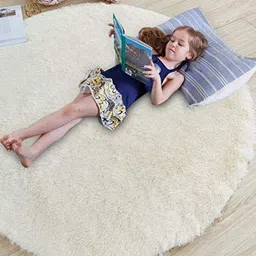 Banchmark Home Furnishings Cream-Coloured Solid Shaggy Polyester Carpet-8