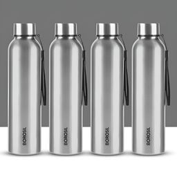 BOROSIL Grey & Black 4 Piece Stainless Steel Solid Water Bottle-43