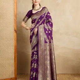 Shreyansh creation Ethnic Motifs Zari Pure Silk Banarasi Saree-18