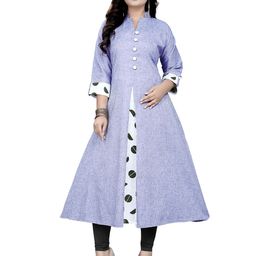 RIAANA Mandarin Collar Pure Khadi A-Line Kurta-picture-46
