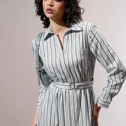 ESPYR By Tokyo Talkies Striped Shirt Midi Dress-image-16
