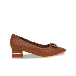 Sherrif Shoes Pointed Toe Textured Block Pumps image 4