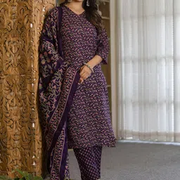 SANISA Women Printed Regular Kurta with Trousers & With Dupatta-4