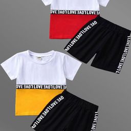 Lofn Unisex Kids Colourblocked T-shirt with Shorts-image-88