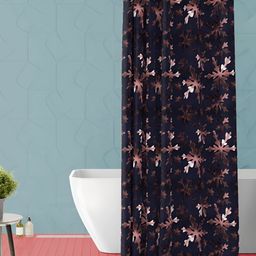ArtzFolio Navy Blue & Pink Printed Waterproof Shower Curtain-image-82