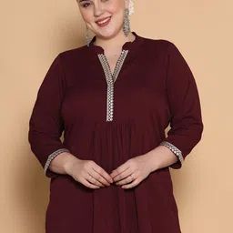 LetsDressUp Embellished Mandarin Collar Longline A-Line Top-image-59