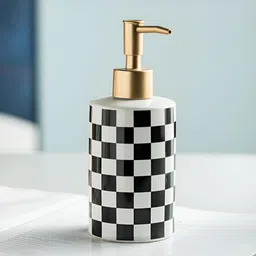 The Better Home Black & White Geometric Printed Ceramic Glossy Soap Dispenser 310 ml-14