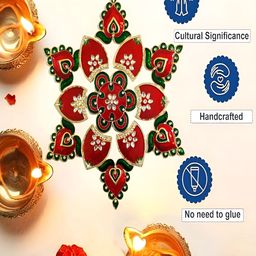 Kala Samarpan Green & Red Meenakari Foldable Rangoli With Centerpiece image 3