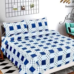 Aura Geometric Printed 144 TC King Bedsheet with 2 Pillow Covers-image-43