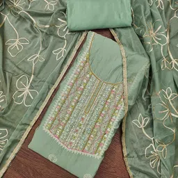 Blissta Embellished Pure Cotton Unstitched Dress Material-image-74