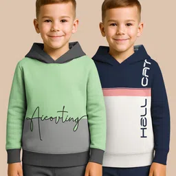 HELLCAT Boys Pack Of 2 Typography Printed Hooded Pullover Sweatshirt-picture-22