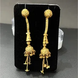 Anshenterpris Gold-Plated Hanging Sui Dhaga Dome Shaped Jhumkas-picture-10