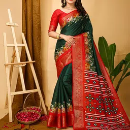 KAYOMMI Kalamkari Printed Zari Kanjeevaram Saree-image-99