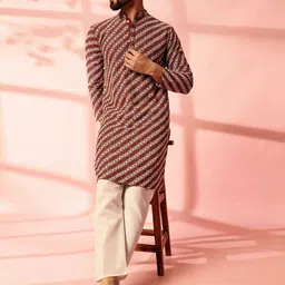 Anouk Men Embroidered Regular Sequinned Pure Cotton Kurta with Pyjamas image 5