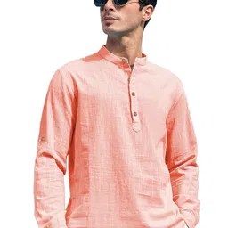 EdinWolf Men India Slim Fit Band Collar Solid Cotton Casual Shirt-image-84