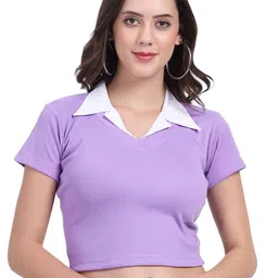 The Roadster Lifestyle Co Rib Crop Top With Collar-picture-18