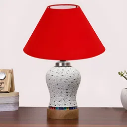 Aura Conical Red & White Printed Glass Frustum Shaped Table Lamp-18