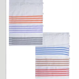Ethazh White & Red 3 Striped Cotton 300 GSM Bath Towel-picture-22