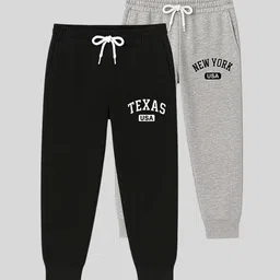 TICOSS Boys Pack Of 2 Typography Printed Mid-Rise Cotton Joggers-picture-45