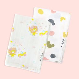 Honcho Baby White & Pink 2 Piece Printed Cotton 250 GSM Towel Set-picture-22