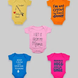 BAESD Infants Pack Of 5 Printed Pure Cotton Bodysuit-50