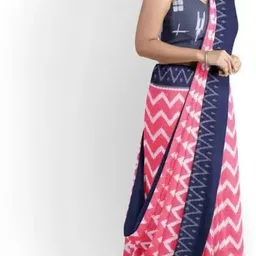 KIAARON Ethnic Motifs Linen Blend Block Print Saree image 2