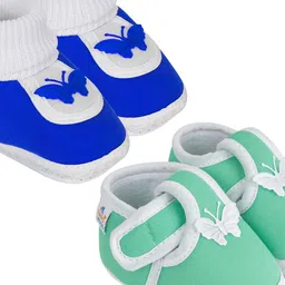NESKA MODA 0 To 6 Months Set of 2 Pair Newborn Infants Soft Cotton Butterfly Baby Booties-26