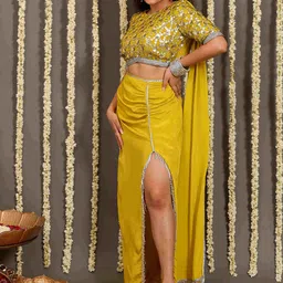 Shades of Sabi Embellished Round Neck Top With Skirt Co-Ords-picture-38