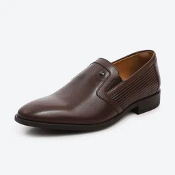 Monte Carlo Men Textured Genuine Leather Formal Slip-Ons-image-84